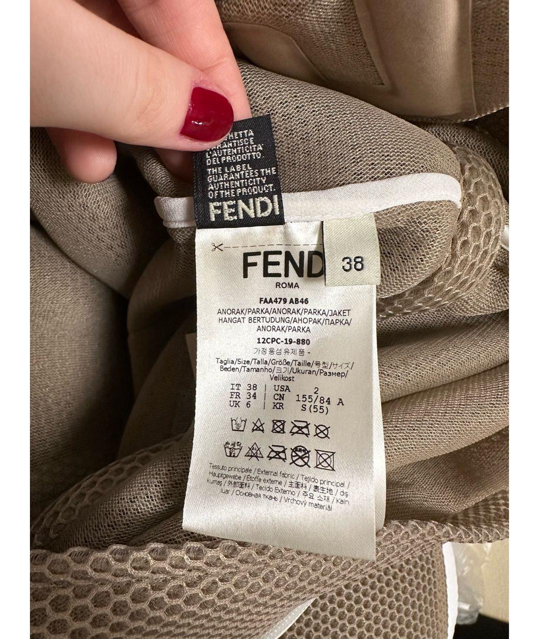 FENDI Коричневая хлопковая парка, фото 8