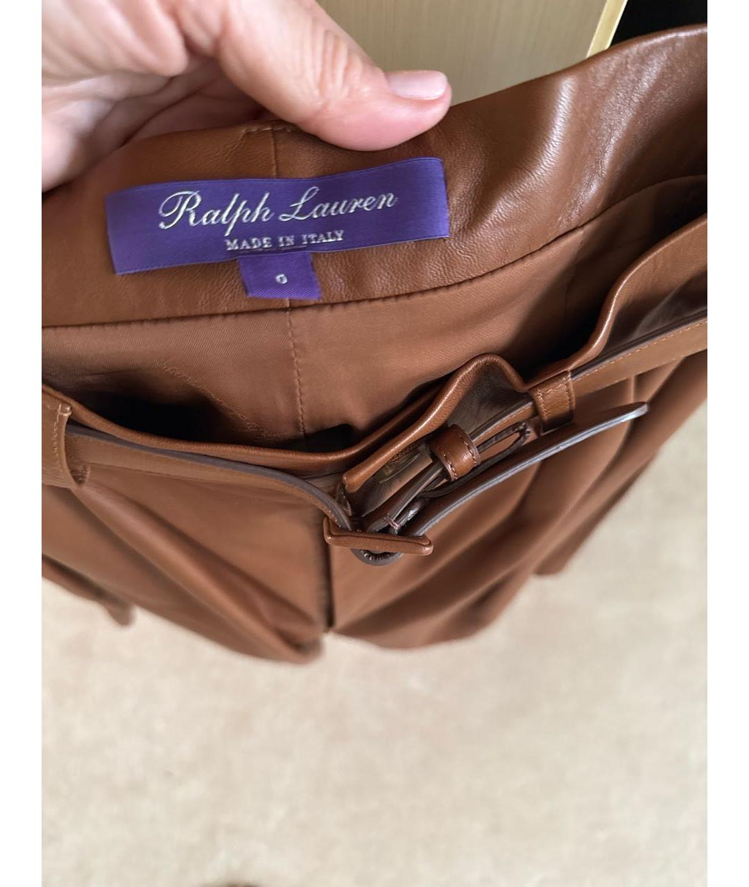 RALPH LAUREN Коричневые кожаные шорты, фото 4