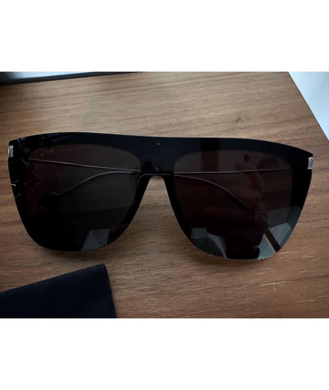 SAINT LAURENT Черные металлические солнцезащитные очки, фото 4