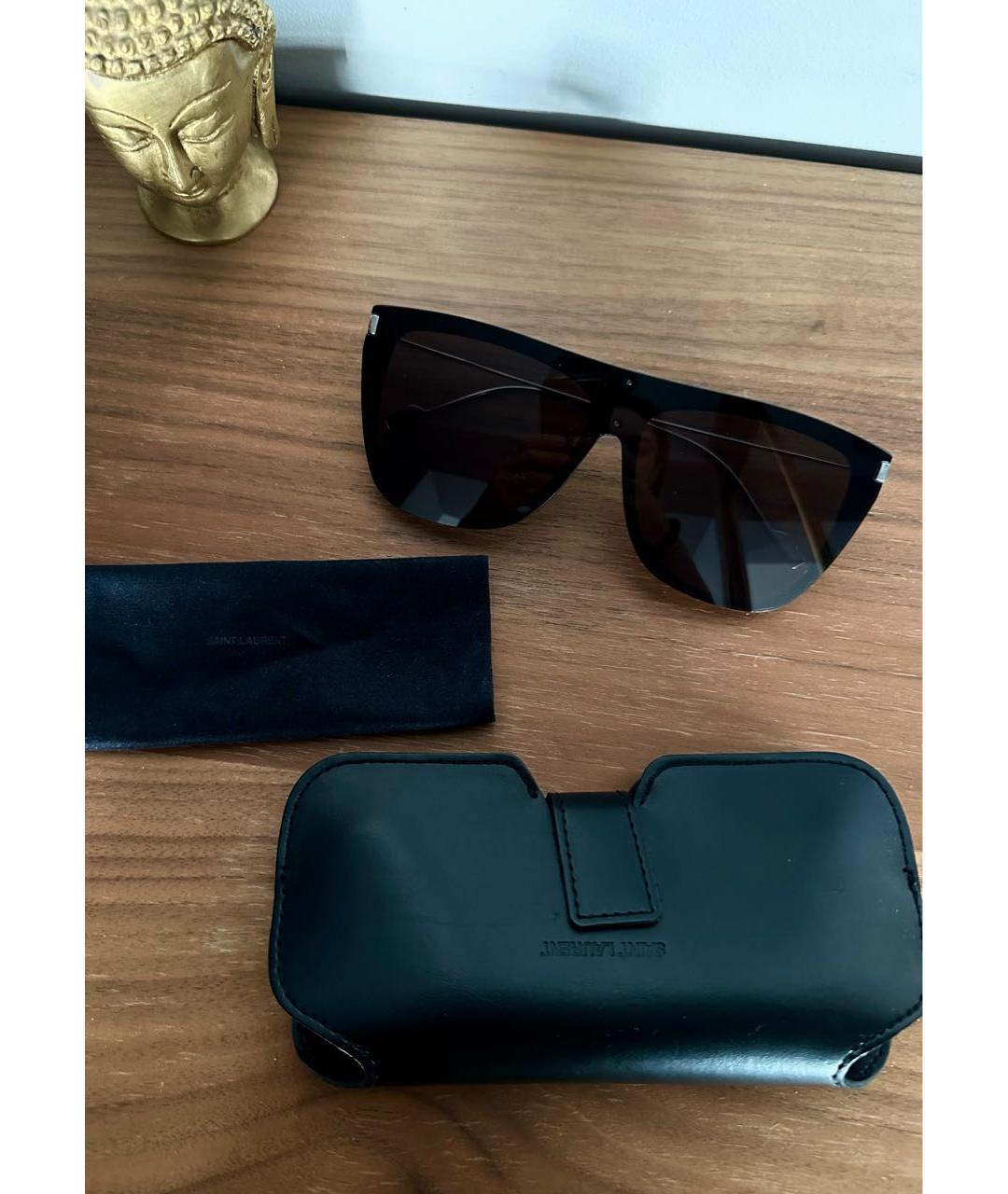 SAINT LAURENT Черные металлические солнцезащитные очки, фото 3