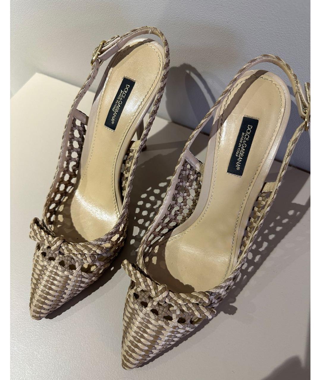 DOLCE&GABBANA Бежевые кожаные туфли, фото 3