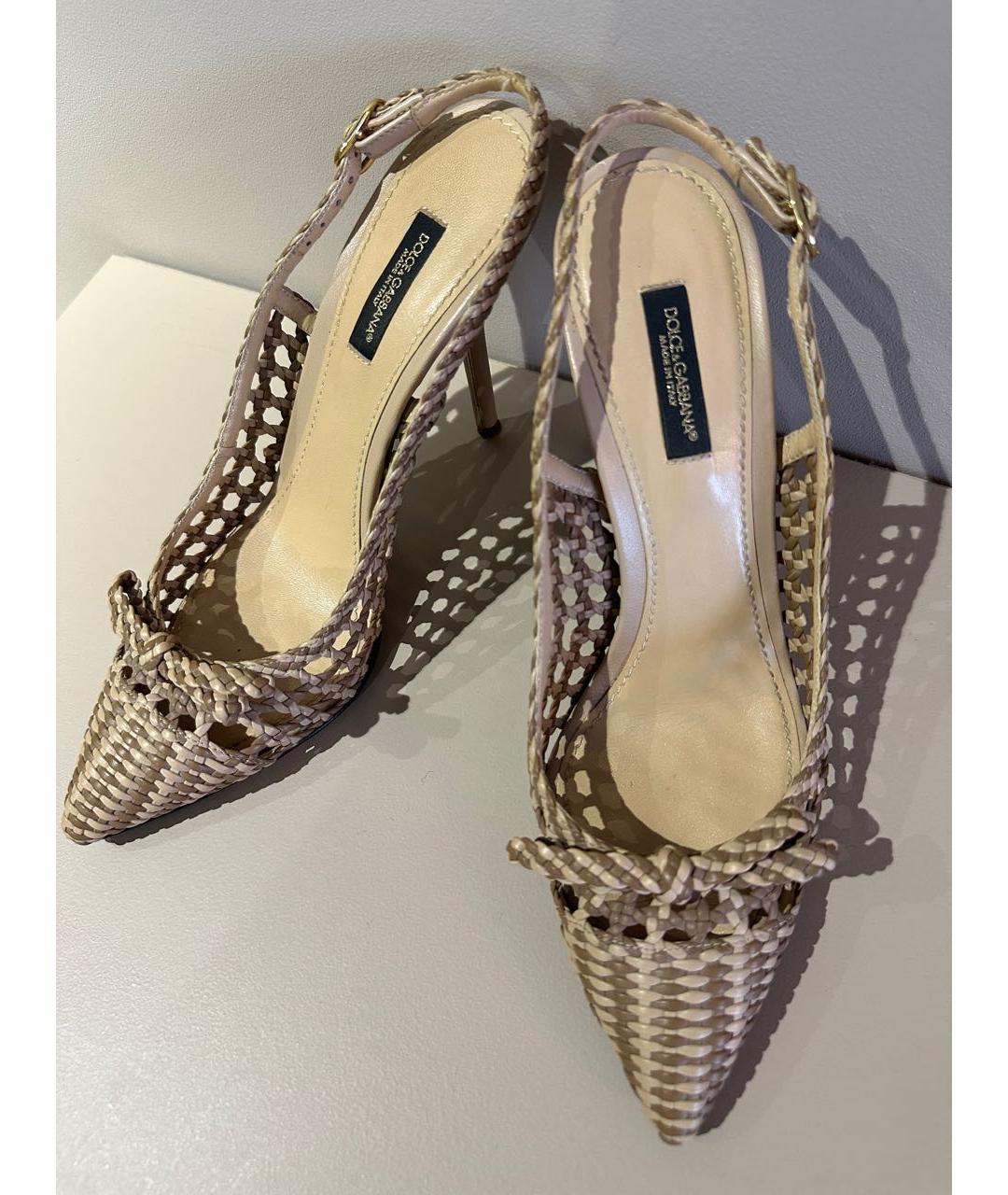 DOLCE&GABBANA Бежевые кожаные туфли, фото 5