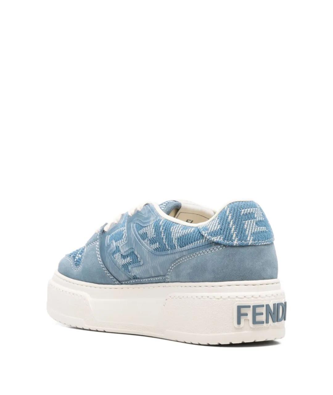FENDI Голубые текстильные кроссовки, фото 4