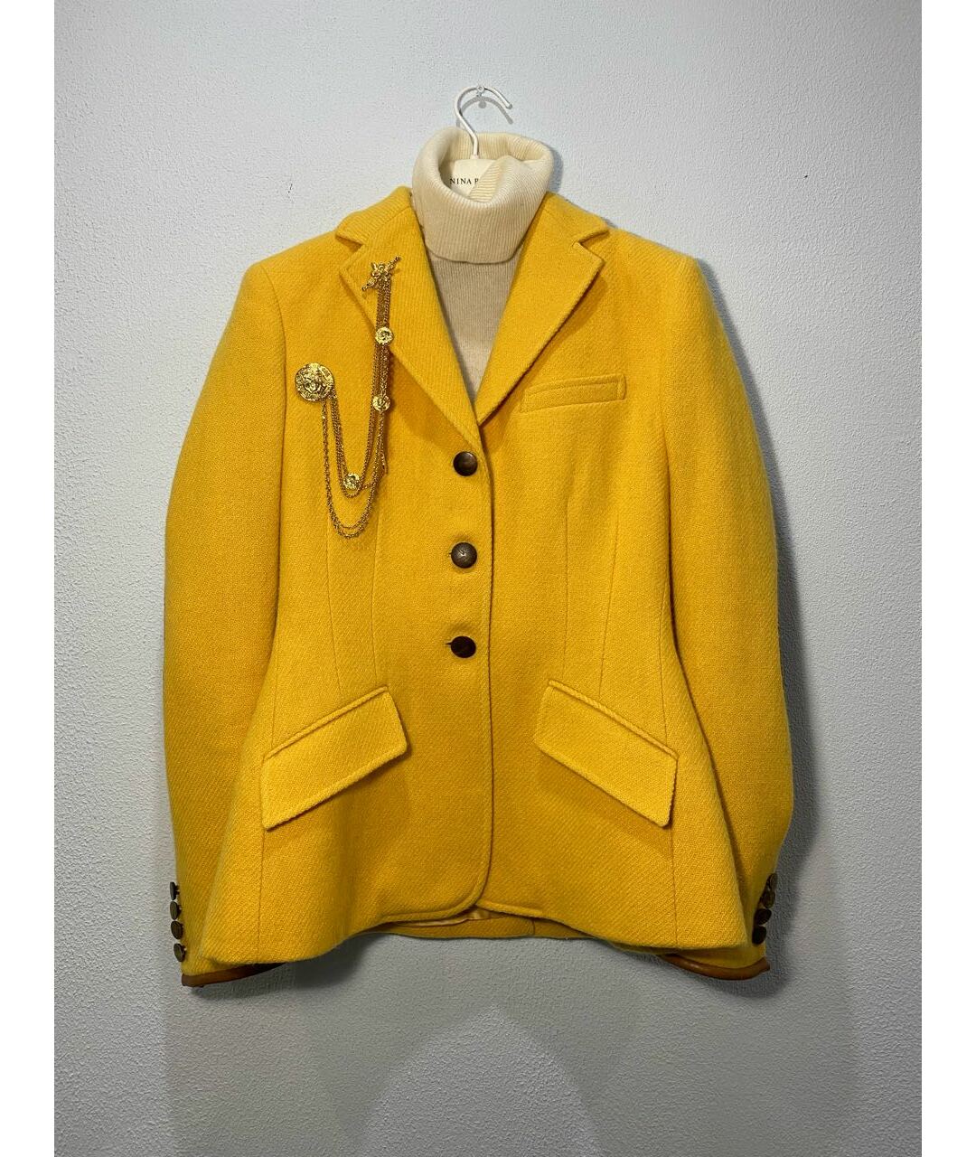 RALPH LAUREN Желтый шерстяной жакет/пиджак, фото 2