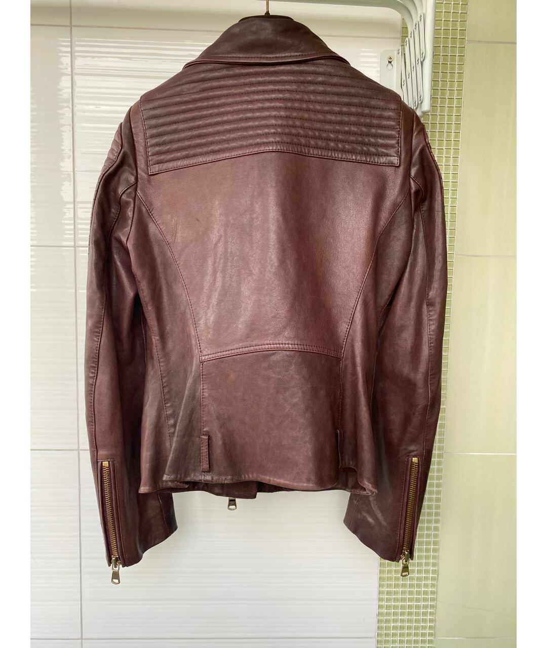 TWIN-SET Бордовая кожаная куртка, фото 2