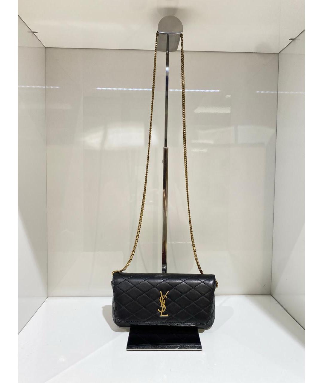 SAINT LAURENT Черная кожаная сумка через плечо, фото 3