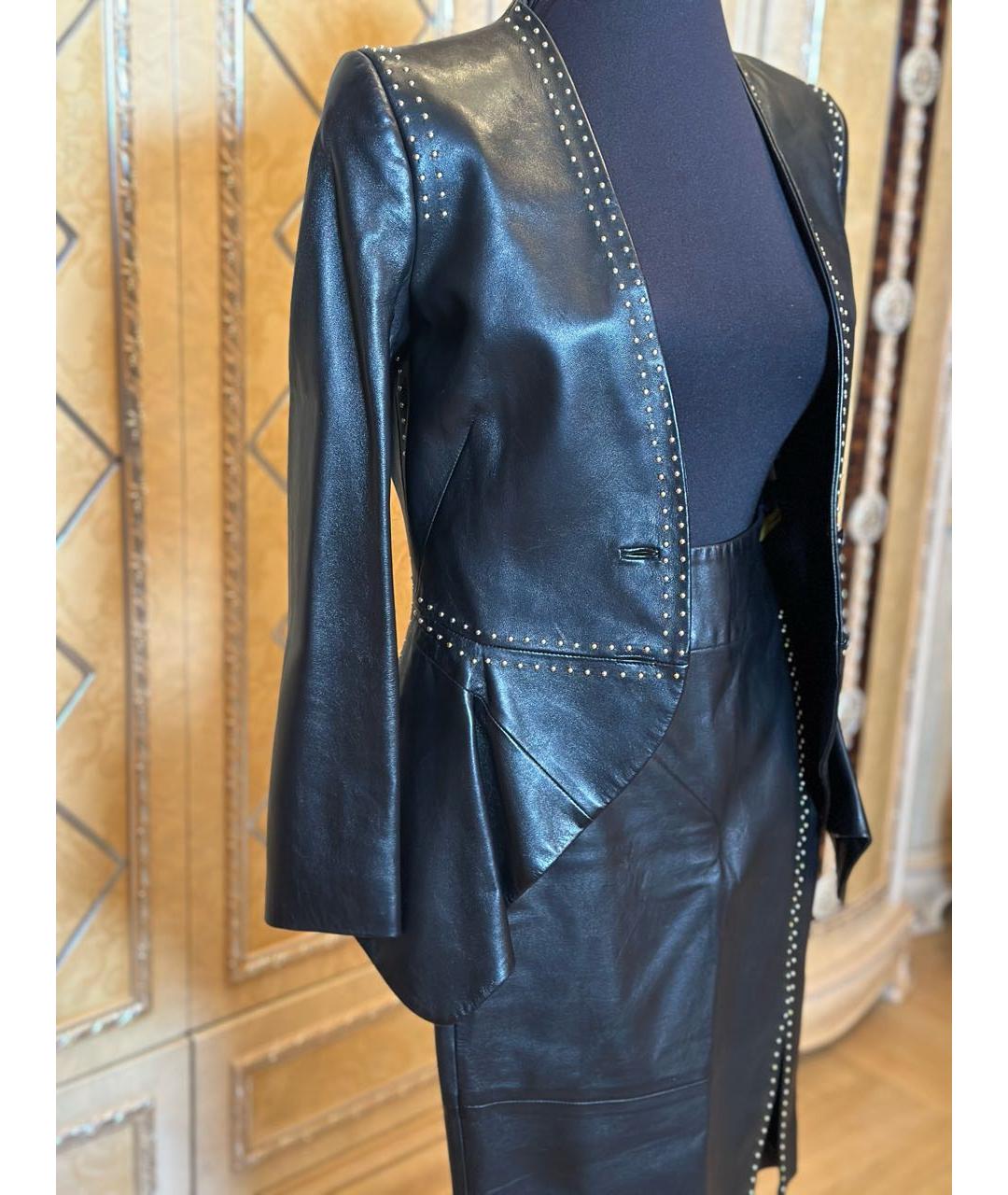 ALEXANDER MCQUEEN Черный кожаный костюм с юбками, фото 5
