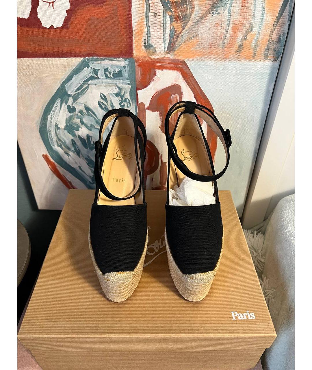 CHRISTIAN LOUBOUTIN Черные текстильные эспадрильи, фото 2