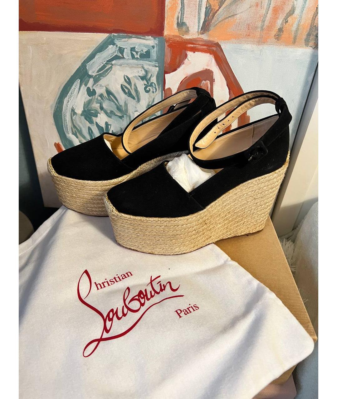 CHRISTIAN LOUBOUTIN Черные текстильные эспадрильи, фото 3