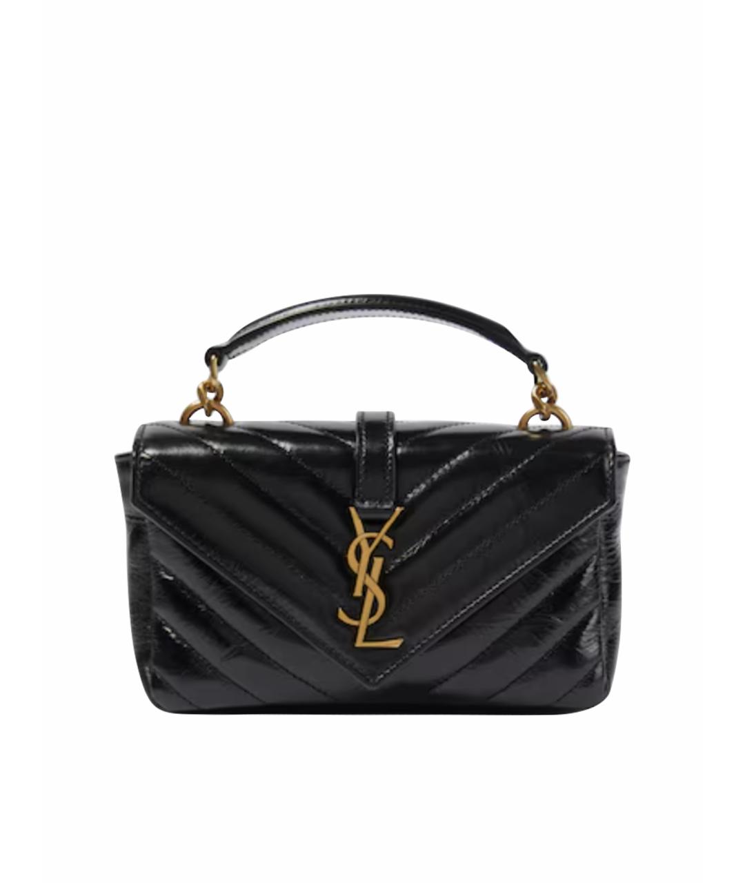 SAINT LAURENT Черная кожаная сумка через плечо, фото 1