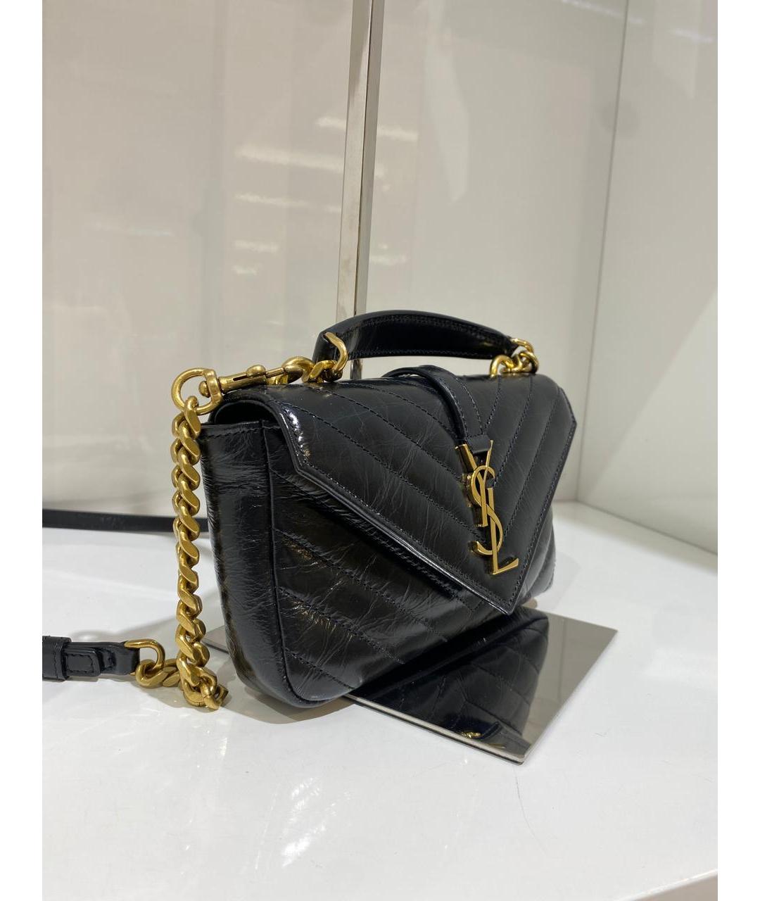 SAINT LAURENT Черная кожаная сумка через плечо, фото 3