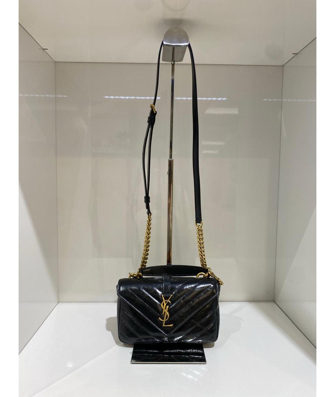 SAINT LAURENT Черная кожаная сумка через плечо, фото 2