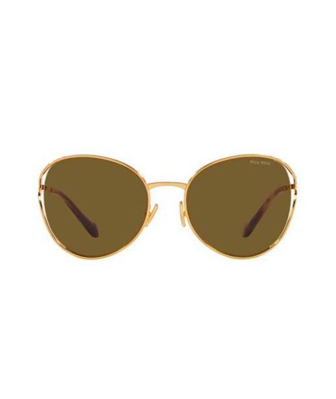 MIU MIU Золотые металлические солнцезащитные очки, фото 1