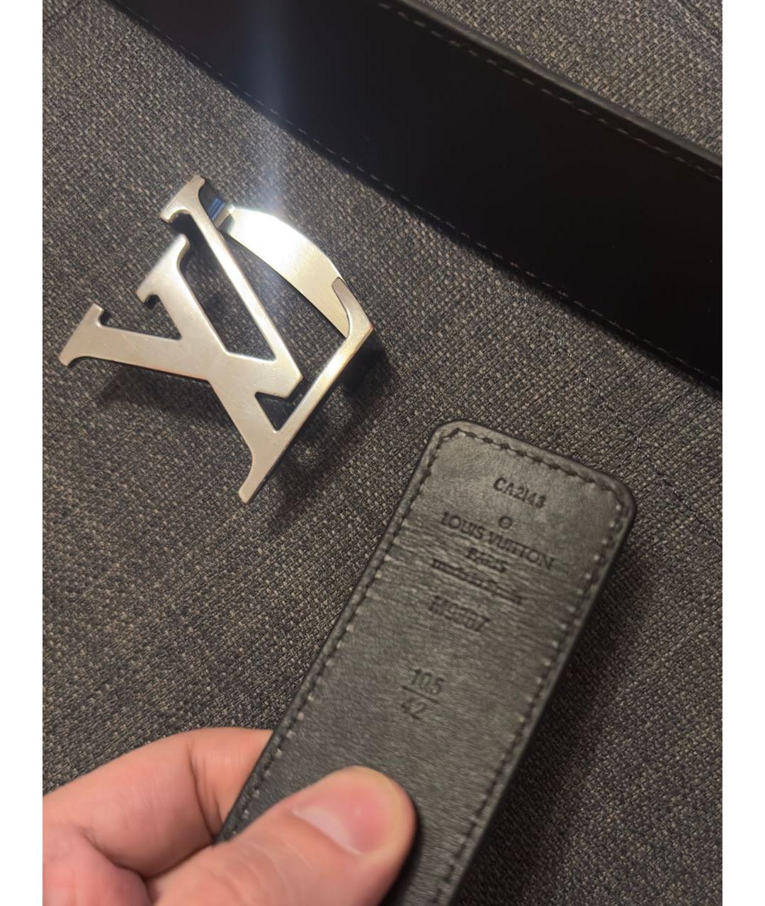 LOUIS VUITTON Черный кожаный ремень, фото 3