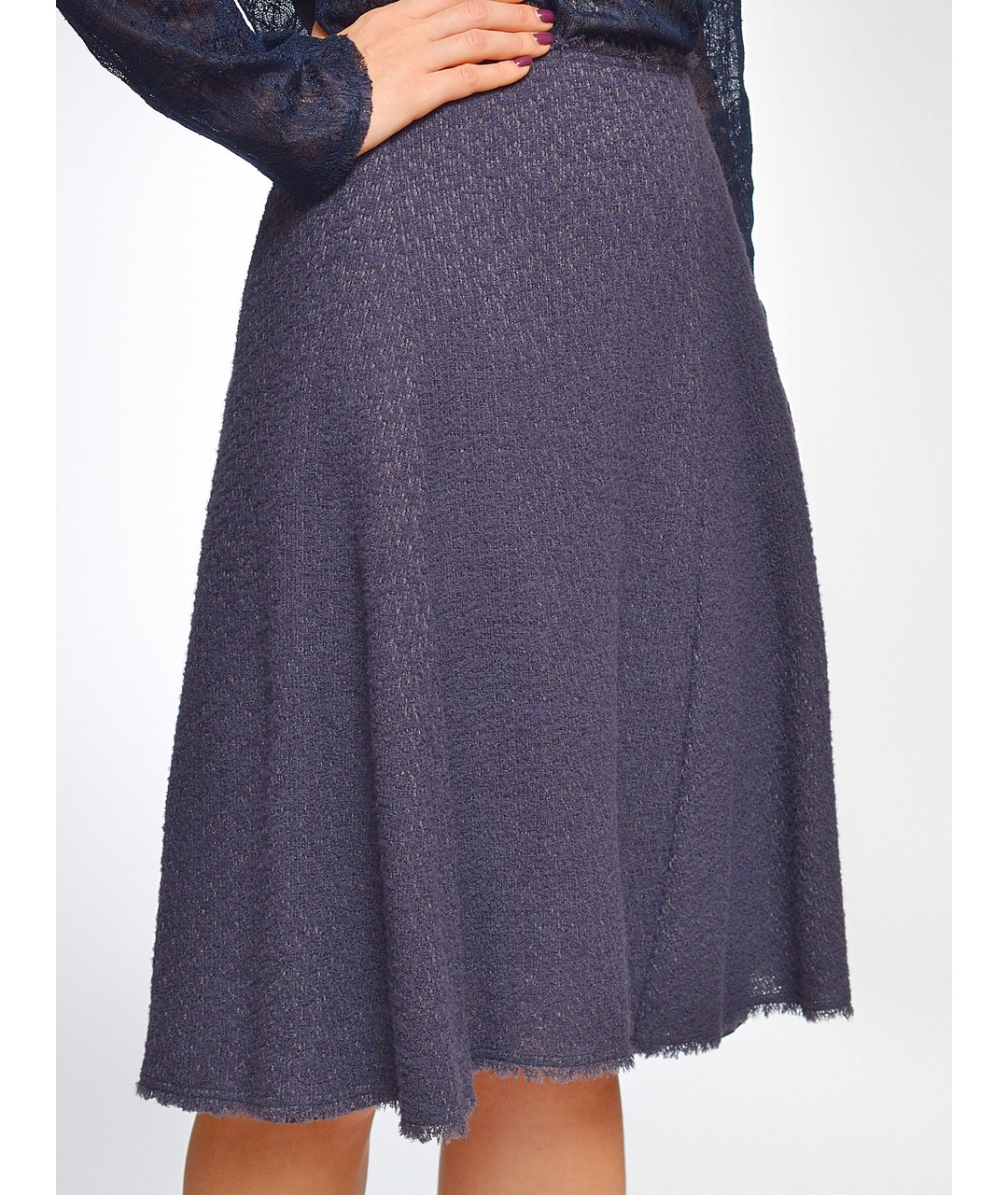 NINA RICCI Темно-синяя шерстяная юбка мини, фото 2