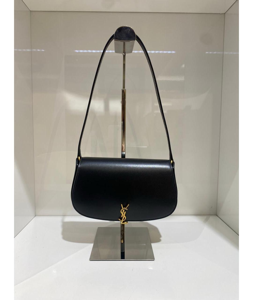 SAINT LAURENT Черная кожаная сумка через плечо, фото 2