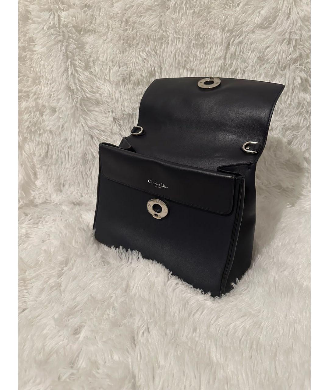 CHRISTIAN DIOR Темно-синяя кожаная сумка с короткими ручками, фото 4