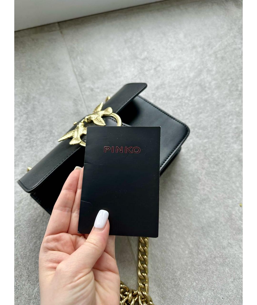 PINKO Черная кожаная сумка через плечо, фото 3