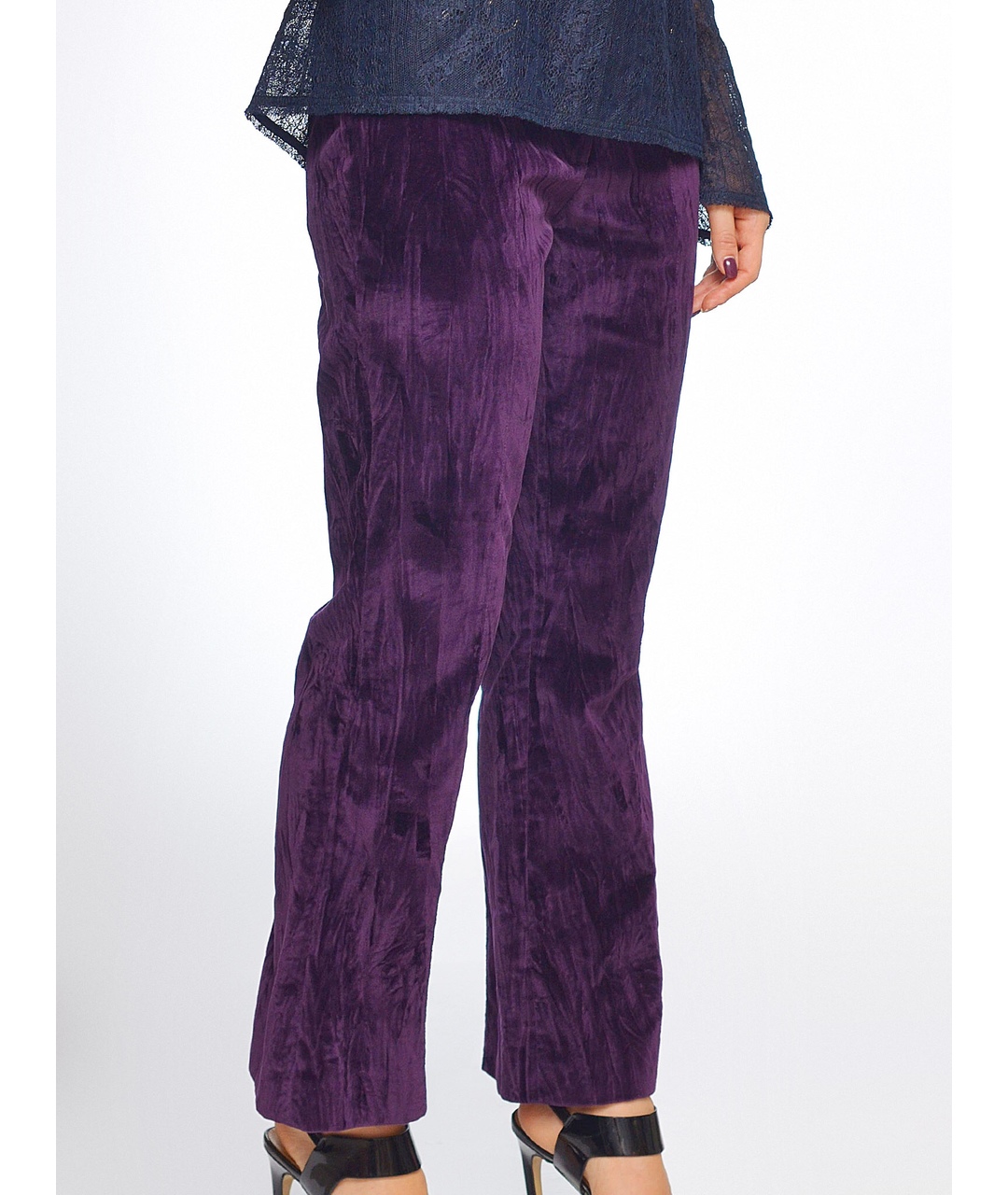 NINA RICCI Фиолетовые бархатные брюки широкие, фото 2