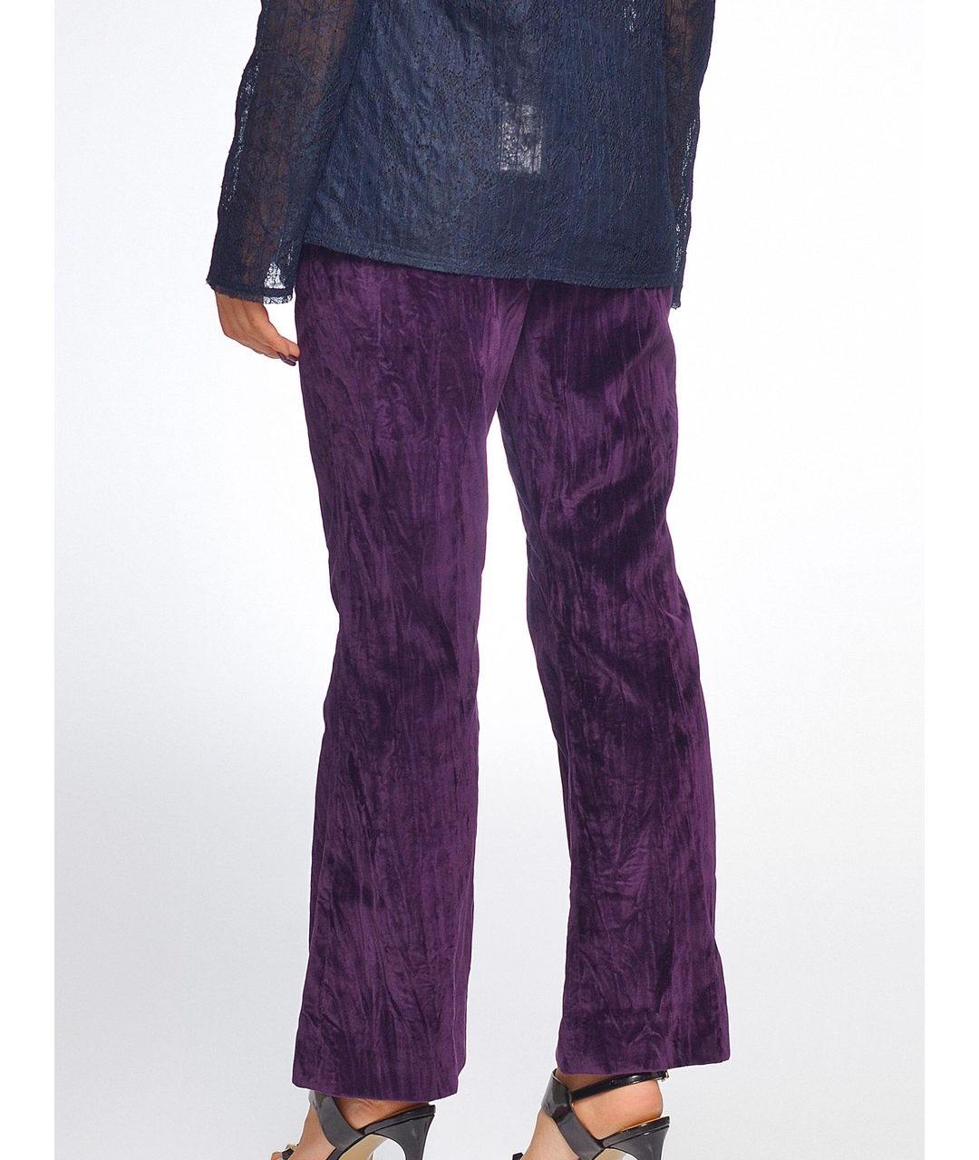 NINA RICCI Фиолетовые бархатные брюки широкие, фото 3