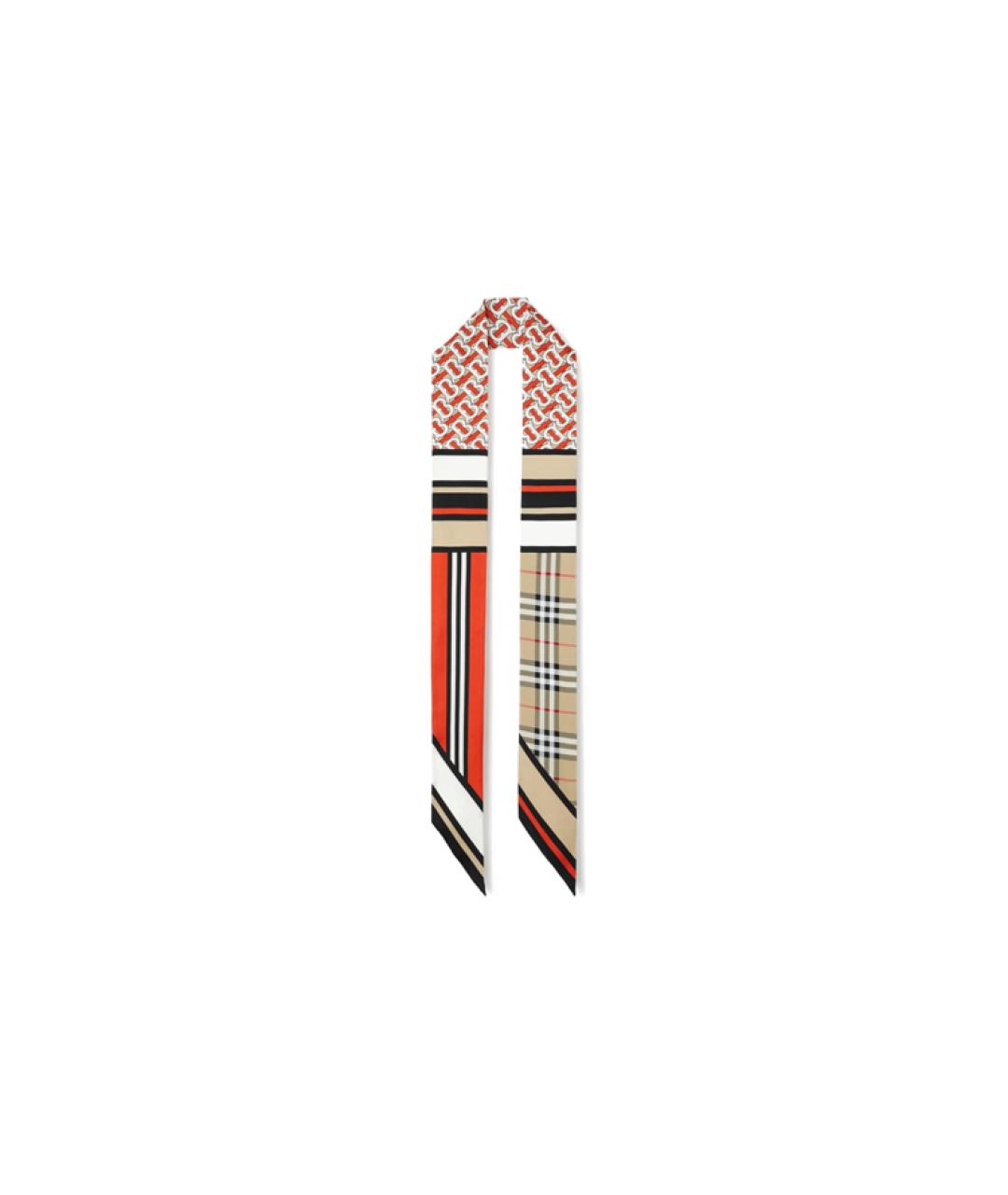 BURBERRY Красный шелковый шарф, фото 1