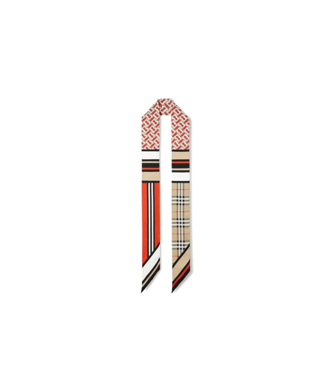 BURBERRY Красный шелковый шарф, фото 3
