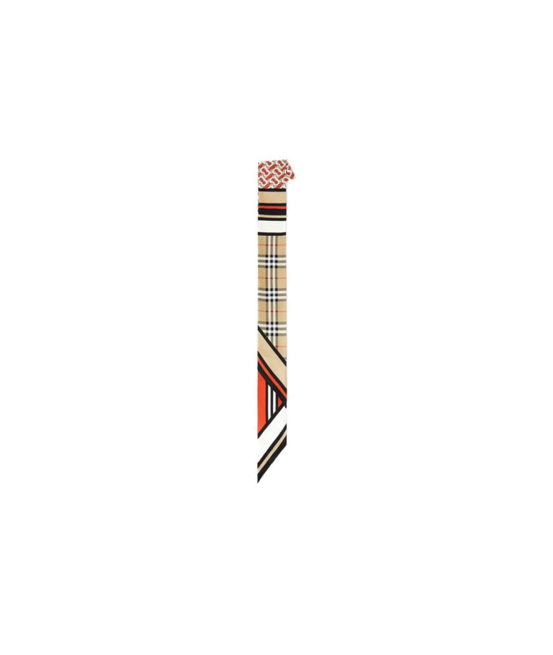 BURBERRY Красный шелковый шарф, фото 2