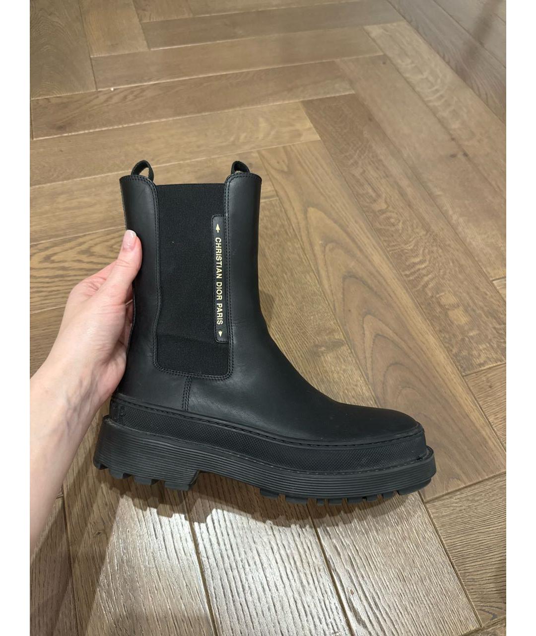 CHRISTIAN DIOR Черные кожаные ботинки, фото 5