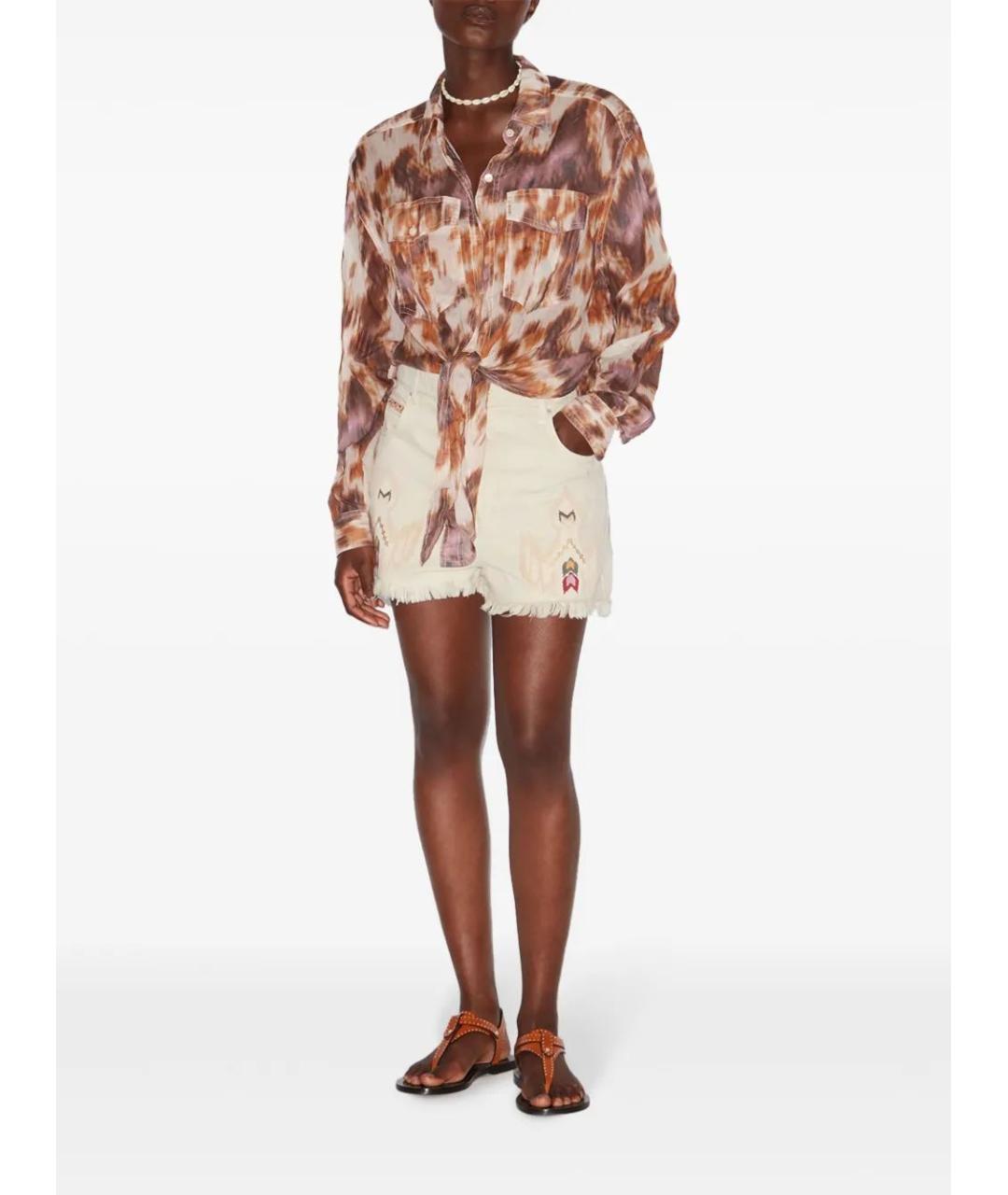 ISABEL MARANT Бежевые хлопковые прямые брюки, фото 2