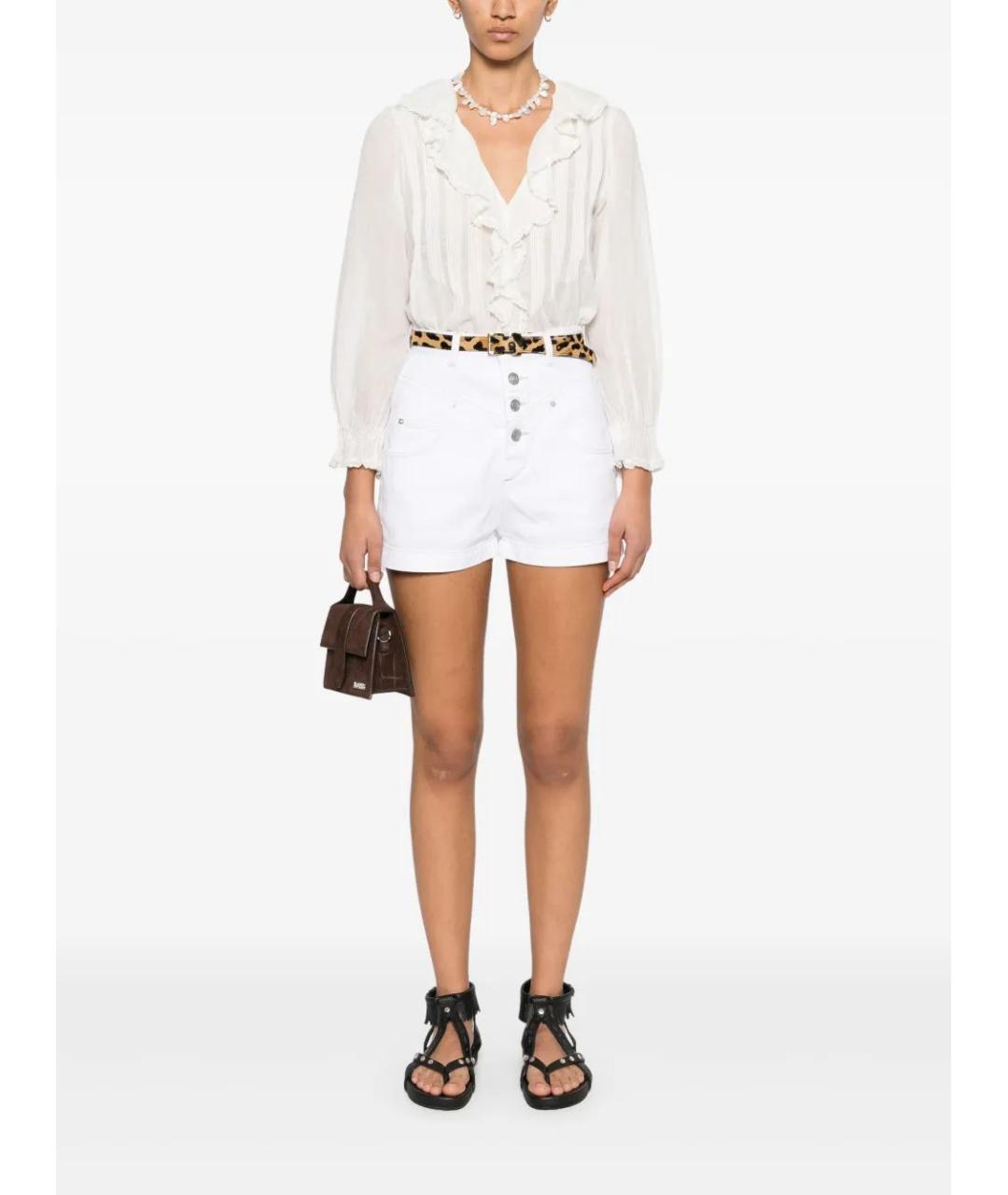 ISABEL MARANT Белые хлопковые прямые брюки, фото 2