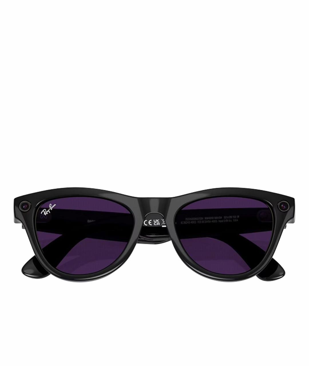RAY BAN Черные пластиковые солнцезащитные очки, фото 1