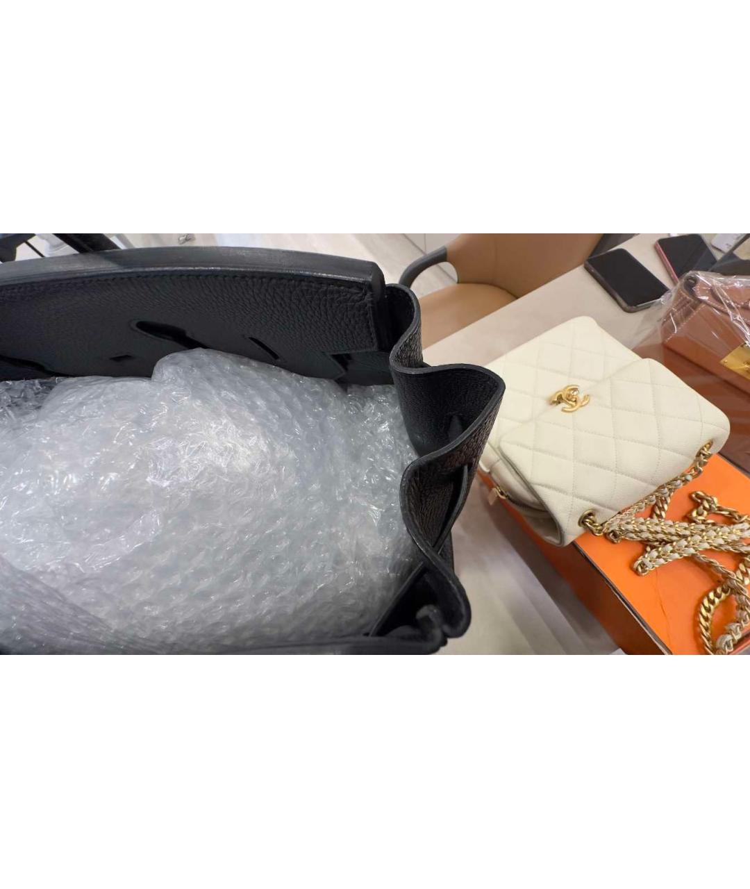 HERMES Черная кожаная сумка с короткими ручками, фото 8