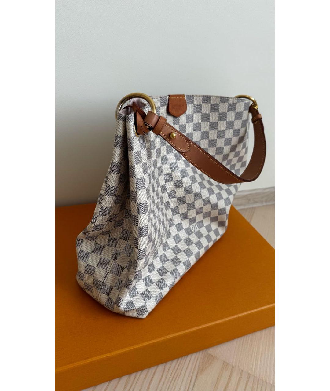 LOUIS VUITTON Бежевая кожаная сумка с короткими ручками, фото 3