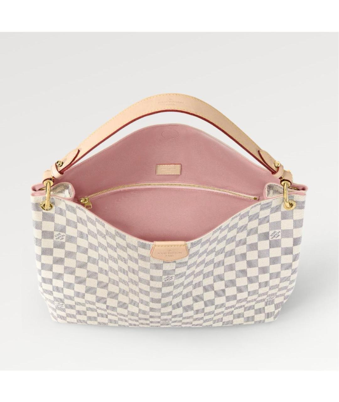 LOUIS VUITTON Бежевая кожаная сумка с короткими ручками, фото 7