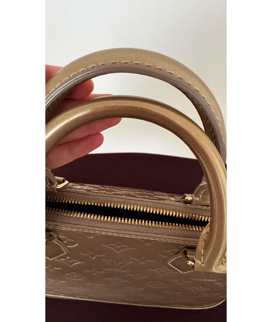 LOUIS VUITTON Бежевая кожаная сумка с короткими ручками, фото 4