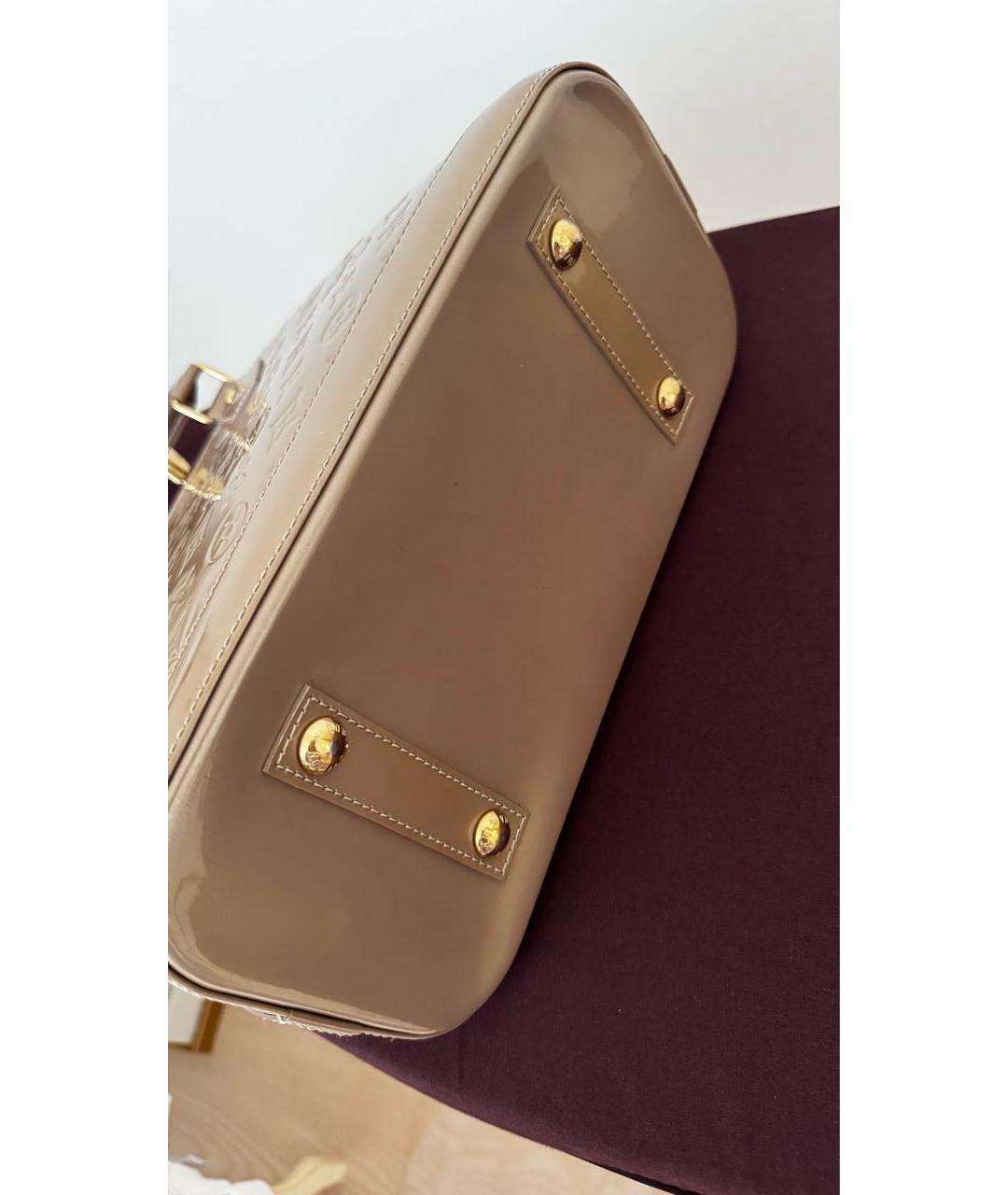 LOUIS VUITTON Бежевая кожаная сумка с короткими ручками, фото 5