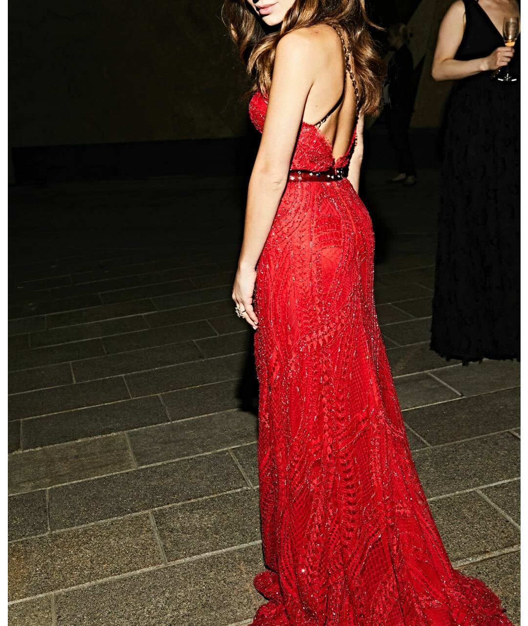 ALESSANDRA RICH Красное кружевное вечернее платье, фото 6