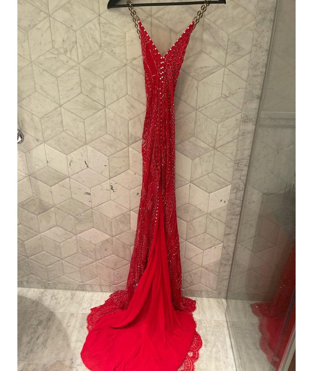 ALESSANDRA RICH Красное кружевное вечернее платье, фото 2
