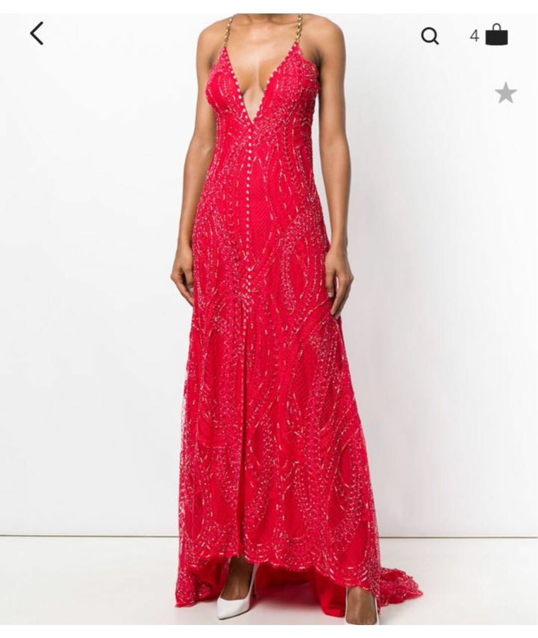 ALESSANDRA RICH Красное кружевное вечернее платье, фото 9