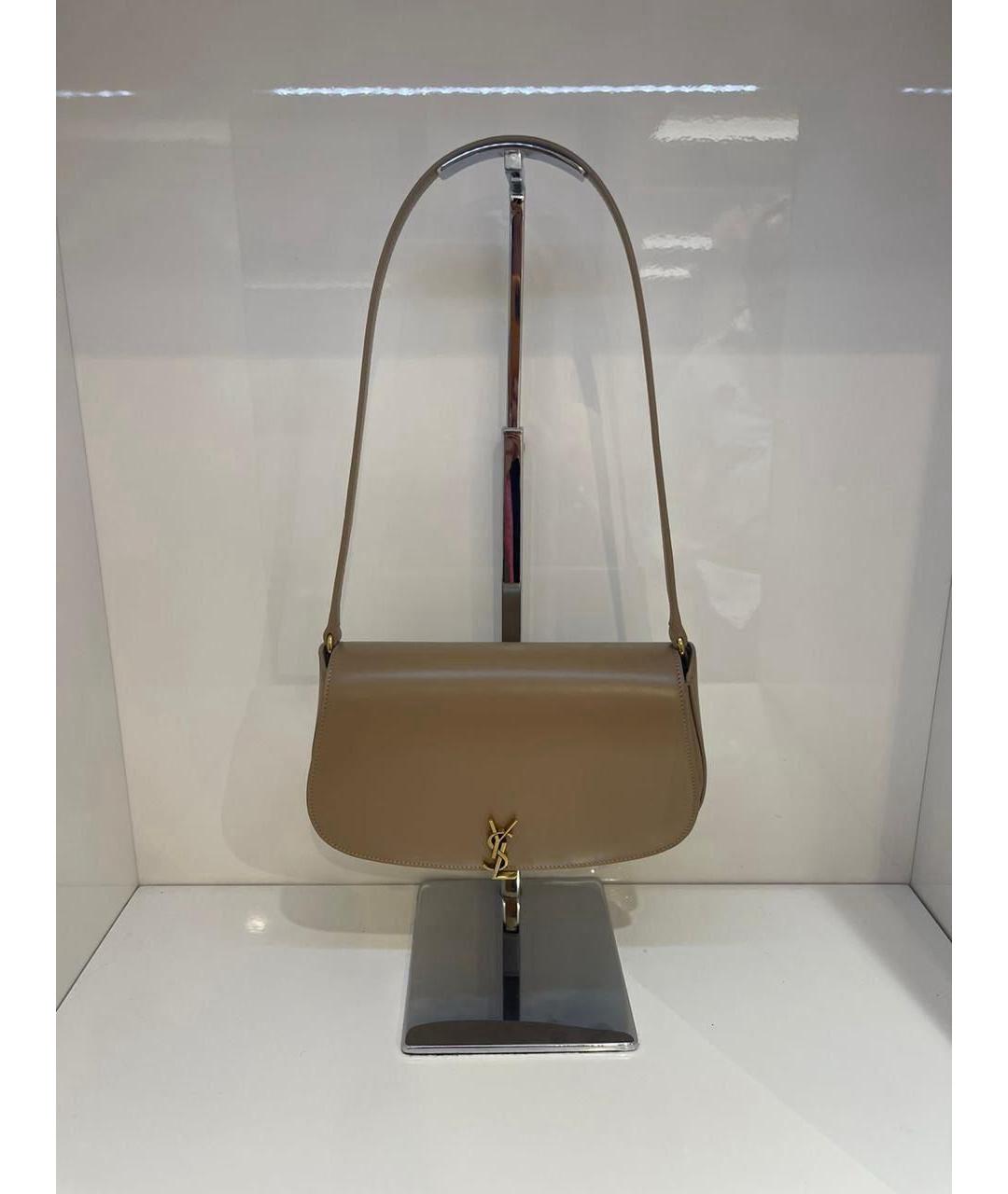 SAINT LAURENT Коричневая кожаная сумка через плечо, фото 2