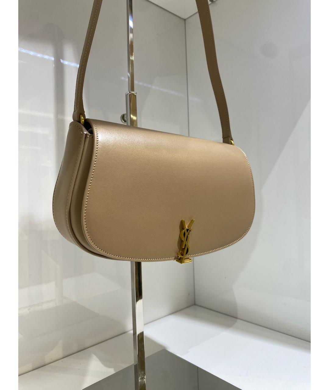 SAINT LAURENT Коричневая кожаная сумка через плечо, фото 3