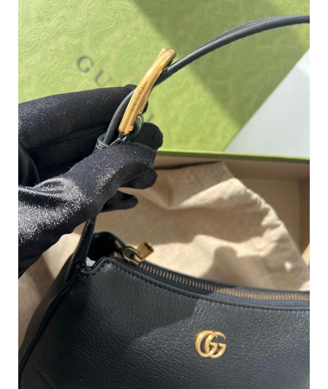 GUCCI Черная кожаная сумка с короткими ручками, фото 7