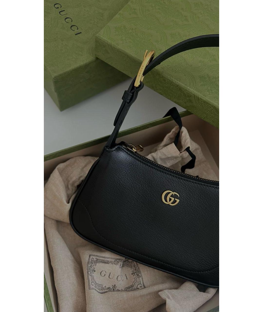 GUCCI Черная кожаная сумка с короткими ручками, фото 6