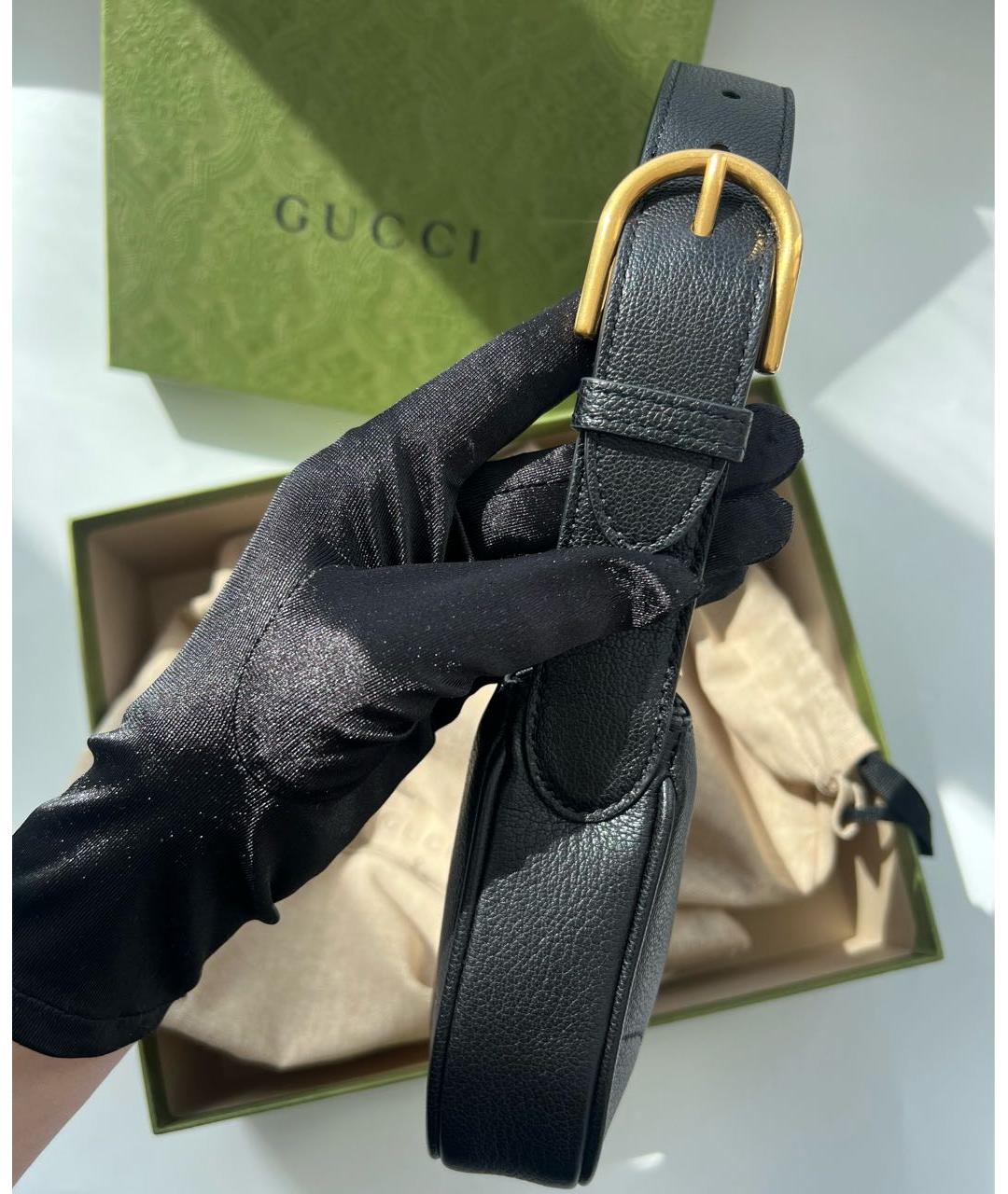 GUCCI Черная кожаная сумка с короткими ручками, фото 5