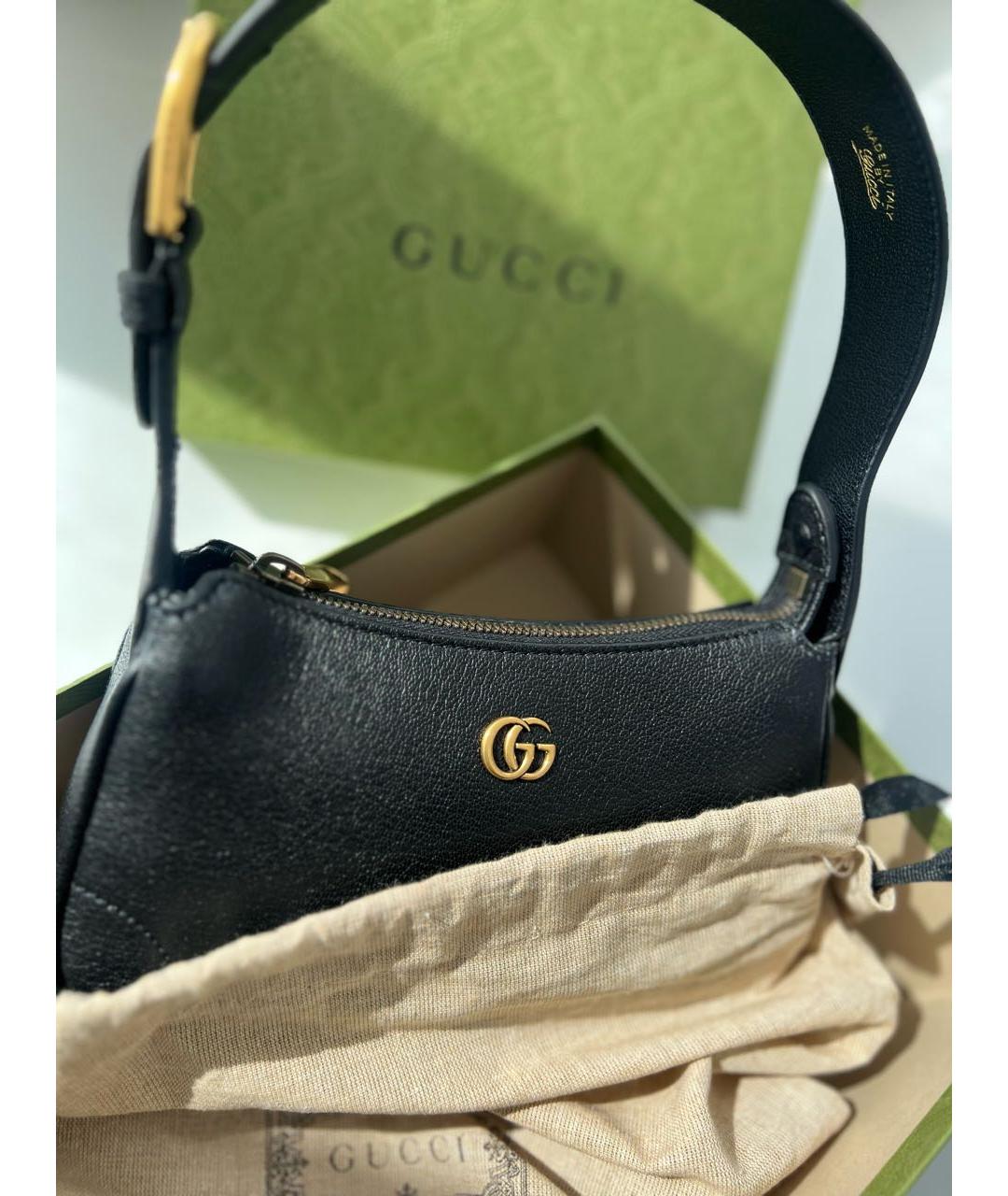 GUCCI Черная кожаная сумка с короткими ручками, фото 8
