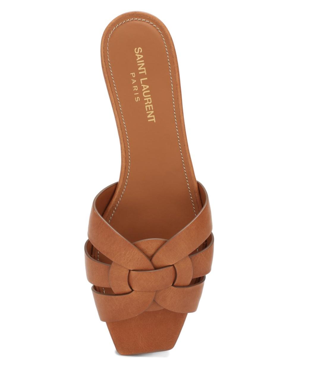 SAINT LAURENT Коричневые кожаные сандалии, фото 2