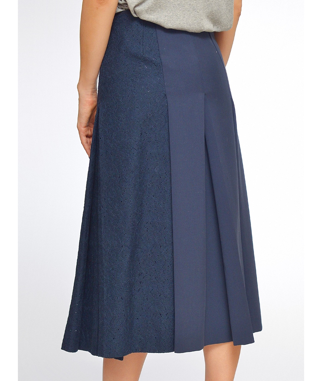 NO. 21 Темно-синяя кружевная юбка миди, фото 3