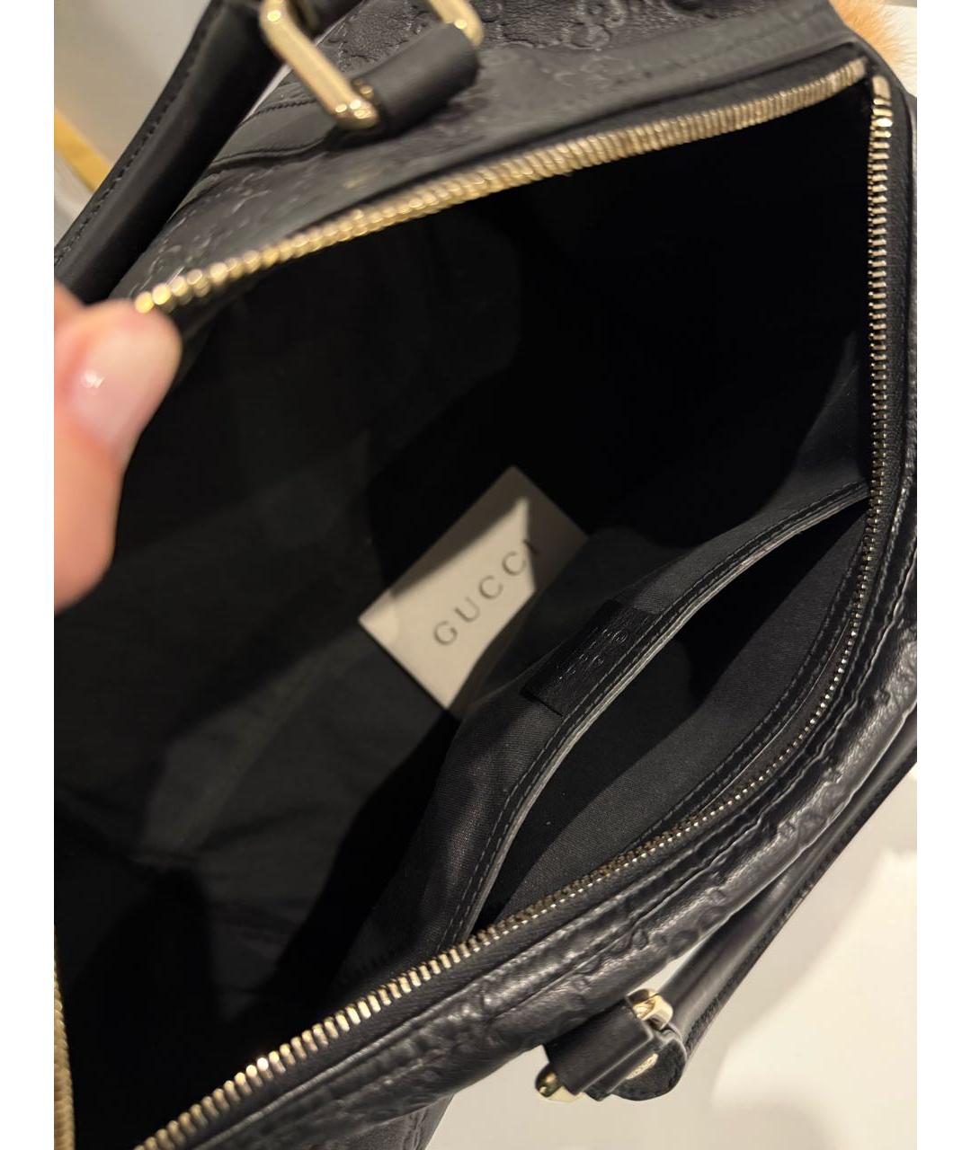 GUCCI Черная кожаная сумка с короткими ручками, фото 4