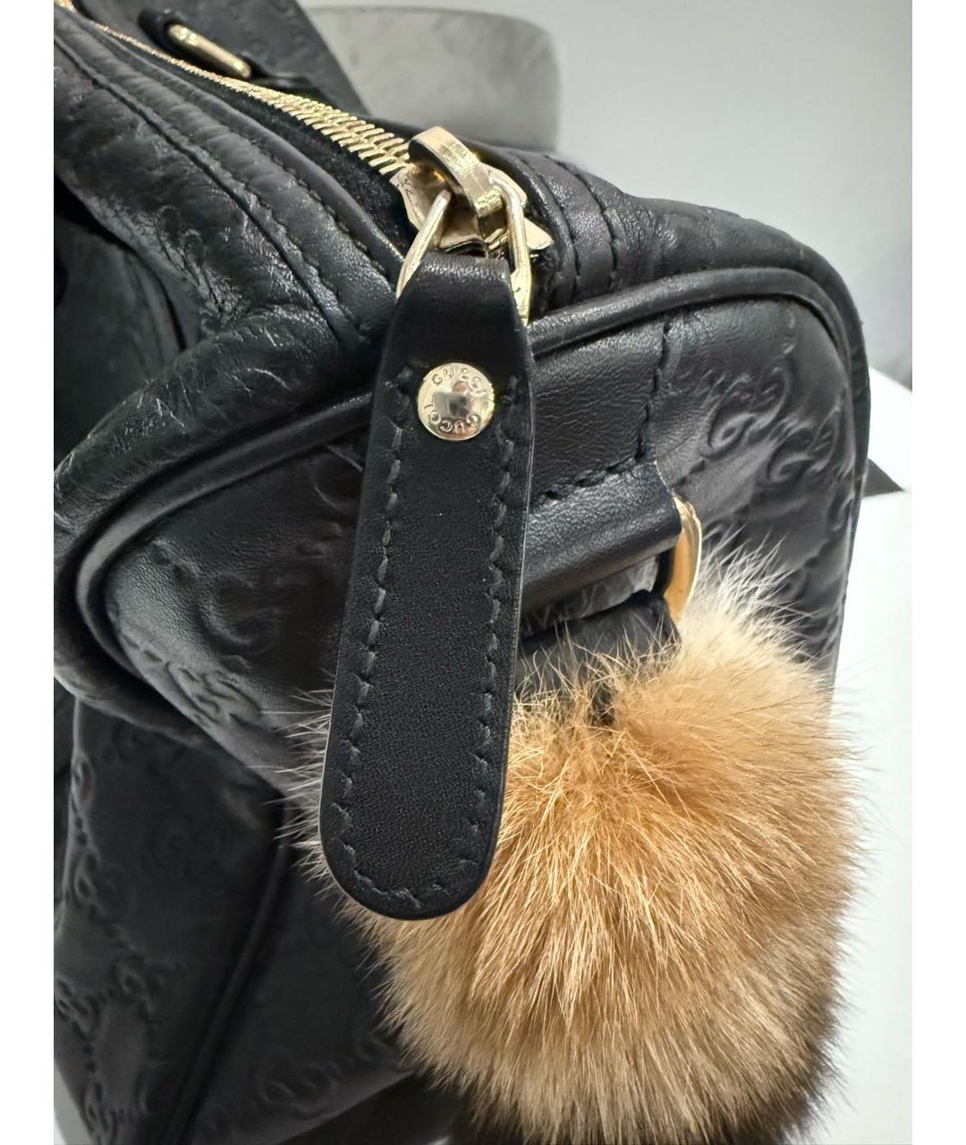 GUCCI Черная кожаная сумка с короткими ручками, фото 5