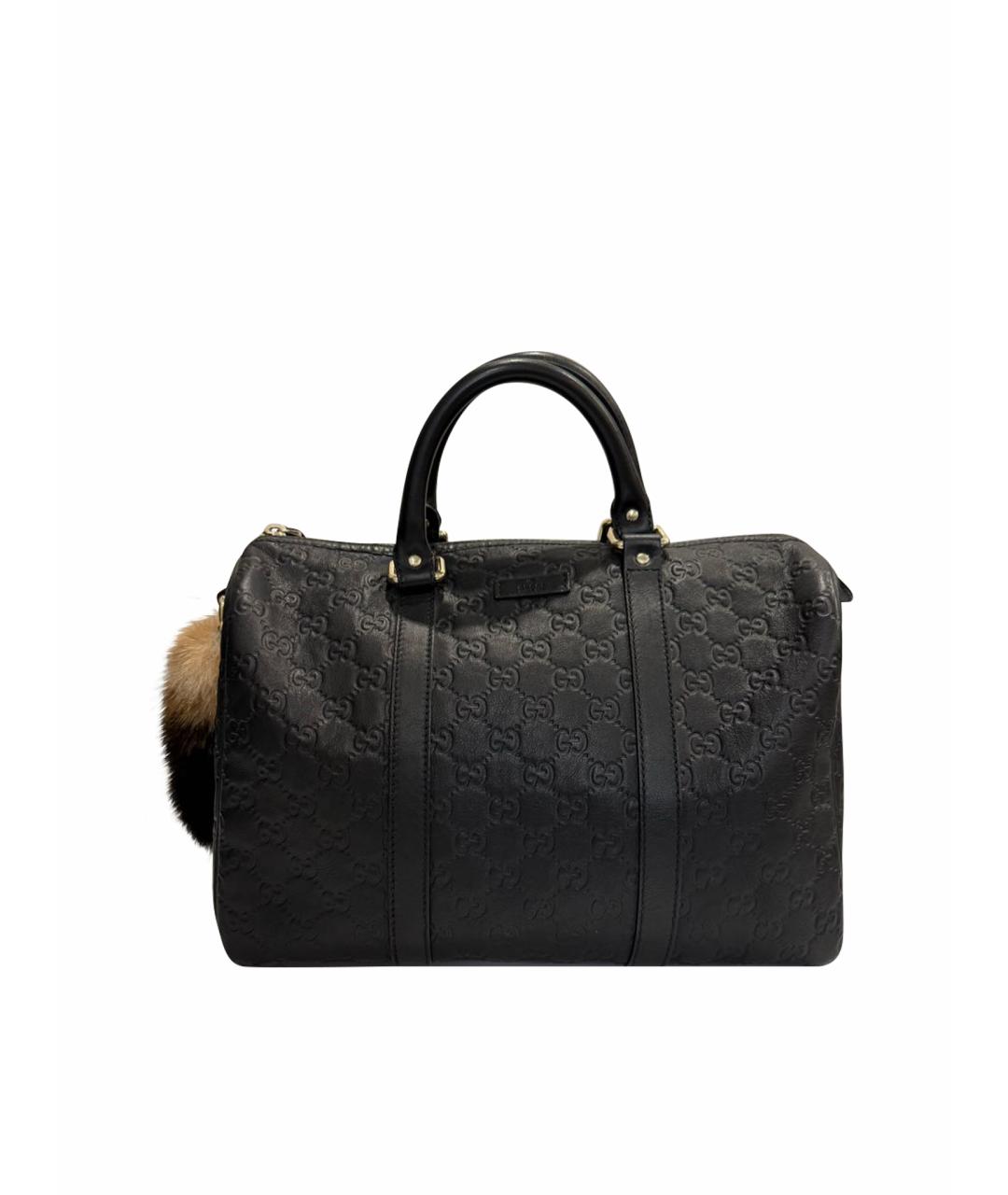 GUCCI Черная кожаная сумка с короткими ручками, фото 1